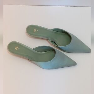Zara Mint-Green Satin-effect Mules/Shoes